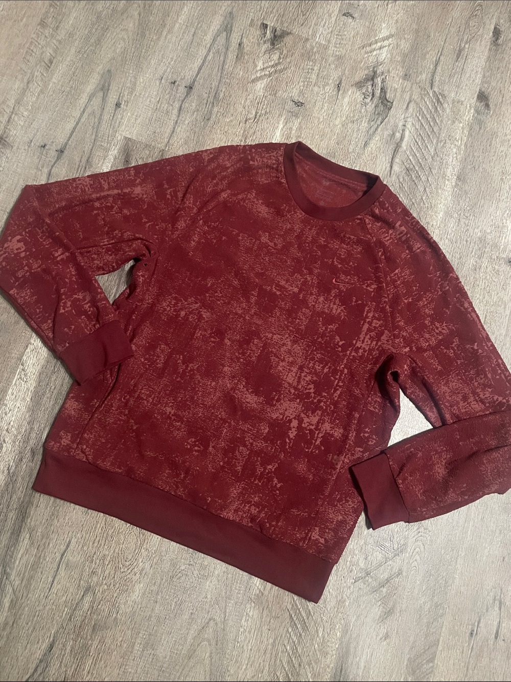 Nike Men's Crewneck Sweater - Burgundy Red Textured